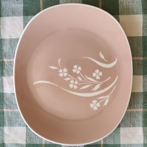 Vintage Harkerware Large 11" Oval Springtime Platter in Cocoa Pink MCM 1950s